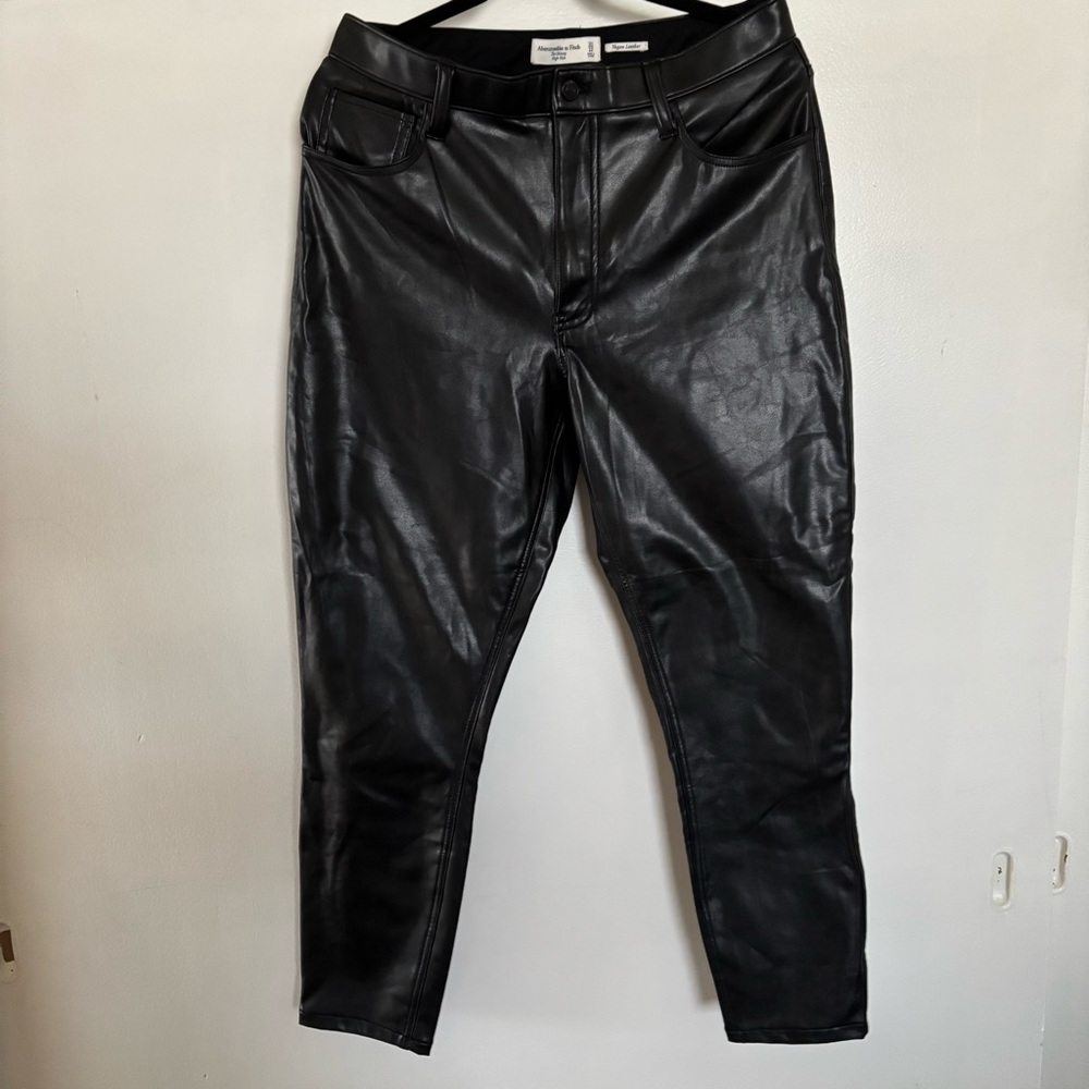 Abercrombie & Fitch Vegan Leather Pants in Black